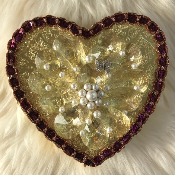 💝Crystal Heart Box Vintage Jewelry Valentine - Picture 8 of 15